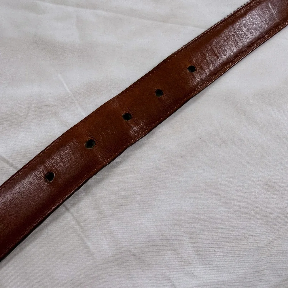 Coach Vintage Mens Brown Burnished Cowhide Leather Belt Solid Brass 9559 Size 38